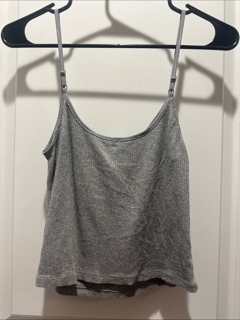 Grey Ribbed Ruched Cropped Cami Top - Picture 4 of 9